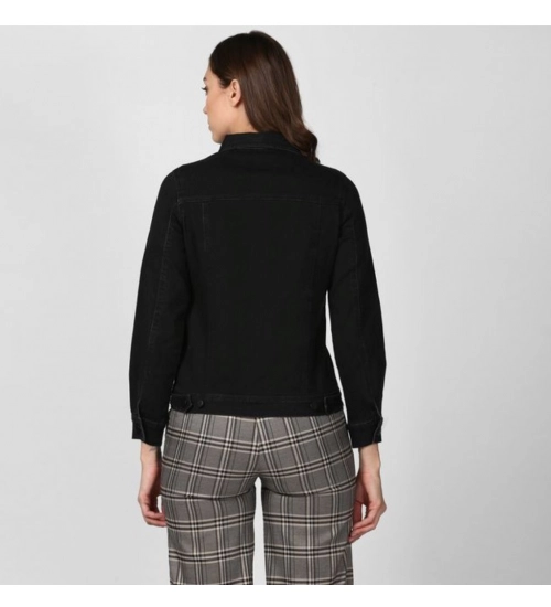 Generic Women's Denim Solid Long Sleeve Jacket (Black)