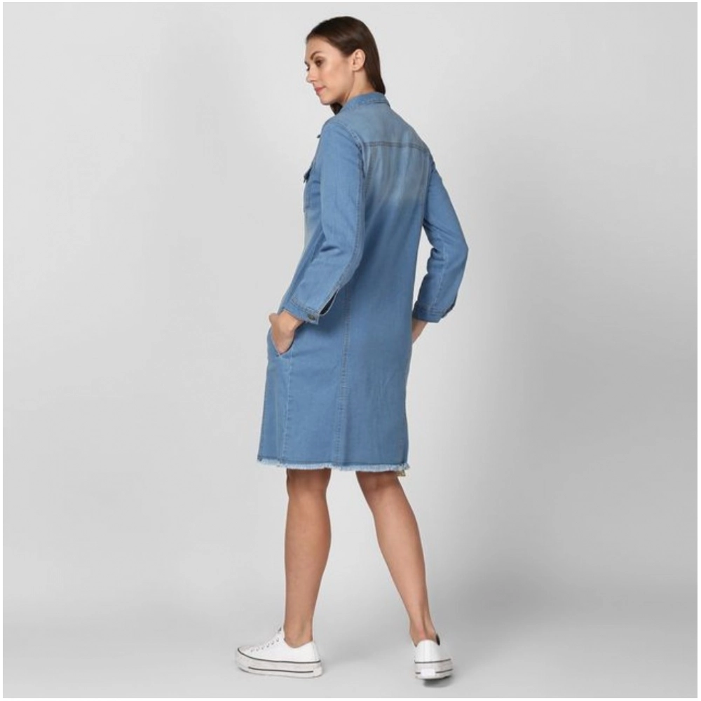 Generic Women's Denim Washed Long Sleeve Jacket (Blue) Generic Women's Denim Washed Long Sleeve Jacket (Blue)