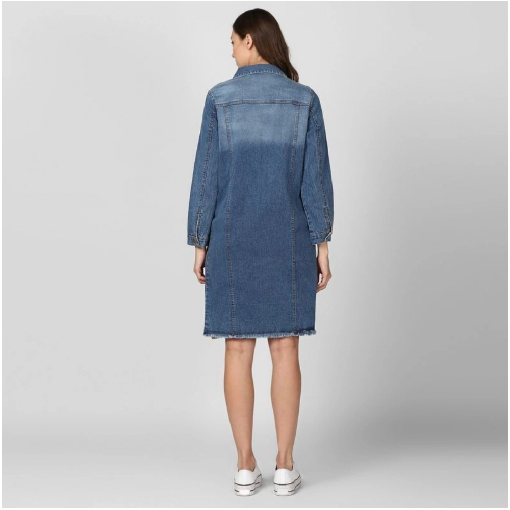 Generic Women's Denim Washed Long Sleeve Jacket (Blue) Generic Women's Denim Washed Long Sleeve Jacket (Blue)
