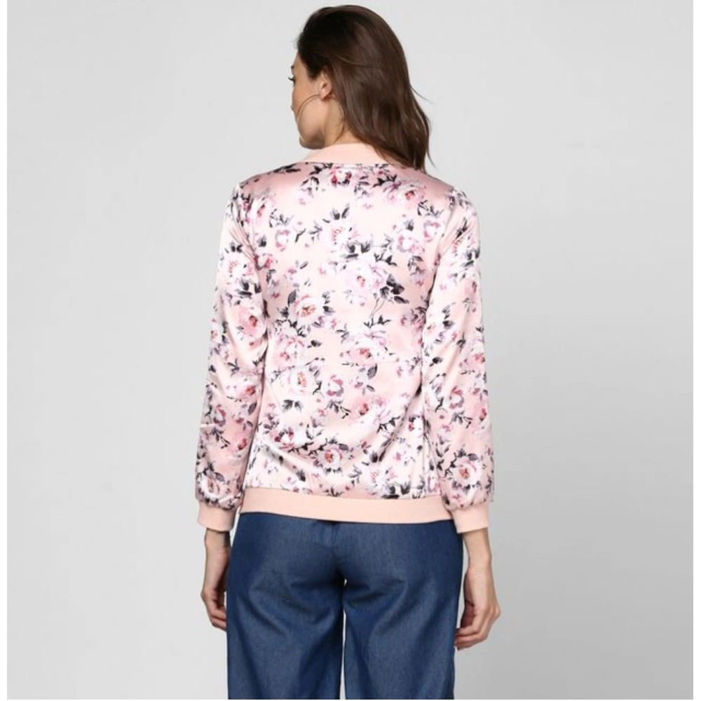 Generic Women's Satin Floral 3/4th Sleeve Jacket (Light Pink) Generic Women's Satin Floral 3/4th Sleeve Jacket (Light Pink)