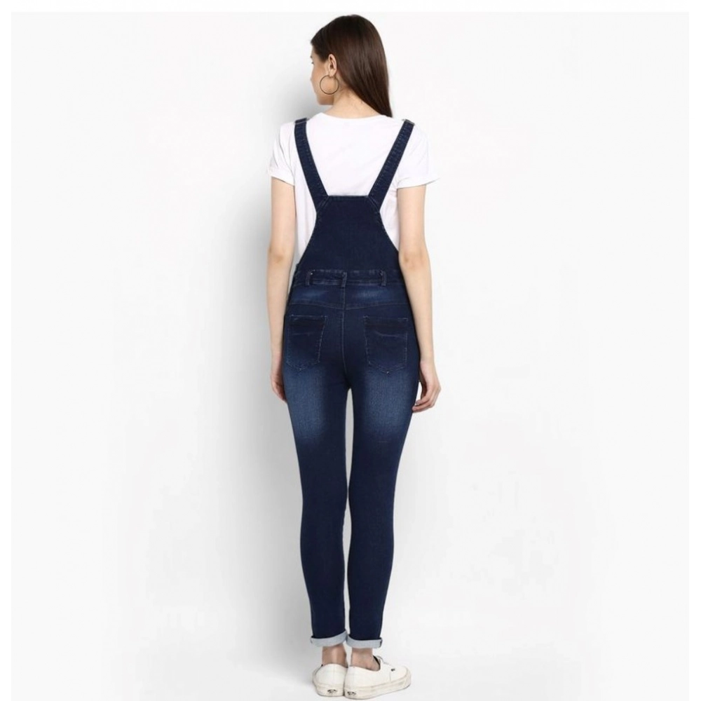 Generic Women's Denim Distressed Dungaree Pant (Blue) Generic Women's Denim Distressed Dungaree Pant (Blue)