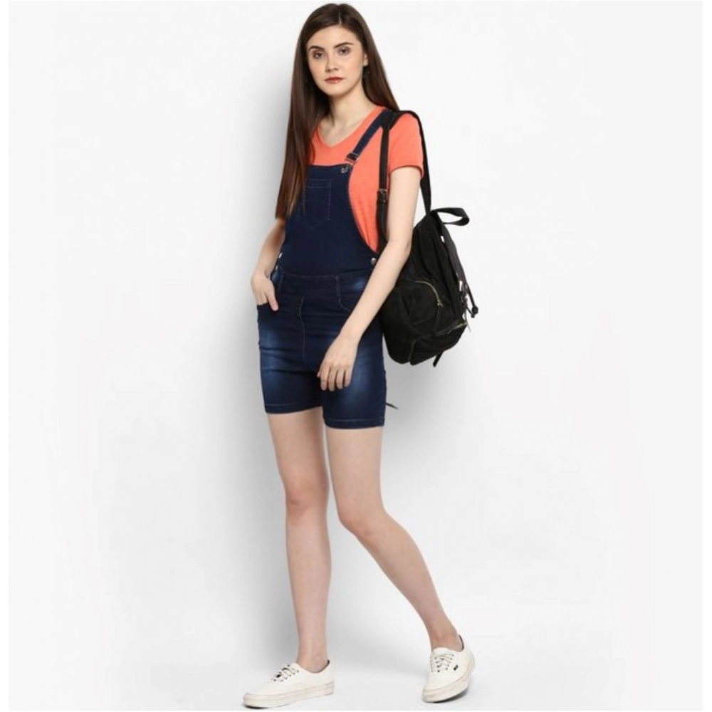 Generic Women's Denim Shorts Style Dungaree Pant (Blue) Generic Women's Denim Shorts Style Dungaree Pant (Blue)