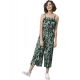 Generic Women's Polyester Printed Shoulder Straps Jumpsuit (Black - Green) Generic Women's Polyester Printed Shoulder Straps Jumpsuit (Black - Green)