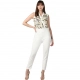 Generic Women's Polyester Embellished Sleeveless Jumpsuit (White) Generic Women's Polyester Embellished Sleeveless Jumpsuit (White)