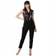 Generic Women's Polyester Embellished Sleeveless Jumpsuit (Black) Generic Women's Polyester Embellished Sleeveless Jumpsuit (Black)