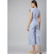 Generic Women's Cotton-Polyester Blend Striped Short Sleeve Jumpsuit (Blue) Generic Women's Cotton-Polyester Blend Striped Short Sleeve Jumpsuit (Blue)