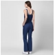 Generic Women's Denim Solid Shoulder Straps Jumpsuit (Blue) Generic Women's Denim Solid Shoulder Straps Jumpsuit (Blue)
