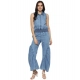 Generic Women's Denim Solid Sleeveless Jumpsuit (Blue) Generic Women's Denim Solid Sleeveless Jumpsuit (Blue)