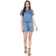 Generic Women's Denim Solid Short Sleeve Jumpsuit (Blue) Generic Women's Denim Solid Short Sleeve Jumpsuit (Blue)