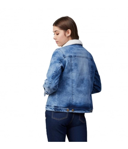 Generic Women's Denim Washed Long Sleeve Jacket (Blue) Generic Women's Denim Washed Long Sleeve Jacket (Blue)