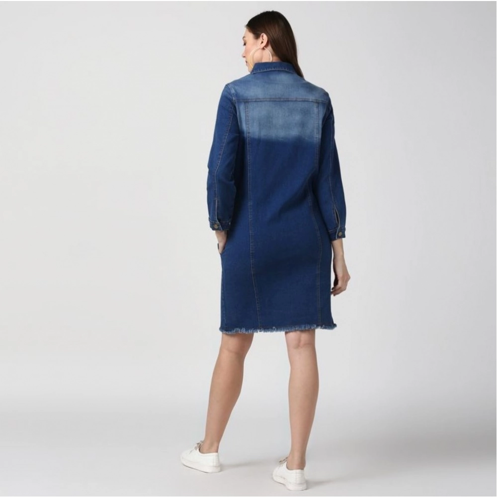 Generic Women's Denim Washed Long Sleeve Jacket (Navy Blue) Generic Women's Denim Washed Long Sleeve Jacket (Navy Blue)