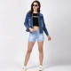 Generic Women's Denim Hand Painted Long Sleeve Jacket (Blue) Generic Women's Denim Hand Painted Long Sleeve Jacket (Blue)