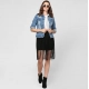 Generic Women's Denim Distressed Long Sleeve Jacket (Blue) Generic Women's Denim Distressed Long Sleeve Jacket (Blue)