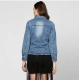 Generic Women's Denim Distressed Long Sleeve Jacket (Blue) Generic Women's Denim Distressed Long Sleeve Jacket (Blue)