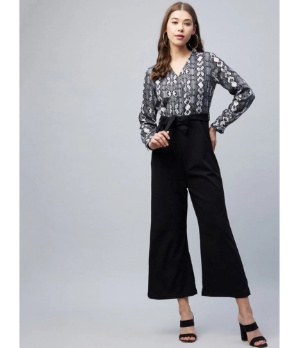 Generic Women's Rayon Animal Print Short Sleeve Jumpsuit (Black) Generic Women's Rayon Animal Print Short Sleeve Jumpsuit (Black)