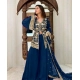 Generic Women's Georgette Embroidery 3-4th Sleeve V-Neck Kurti, Palazzo And Dupatta Set (Morpich)