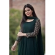 Generic Women's Georgette Embroidery 3-4th Sleeve Round Neck Kurti with Dupatta Set (Green)