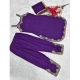 Generic Women's Georgette Embroidery Sleeveless Round Neck Kurti, Palazzo And Dupatta Set (Purple)