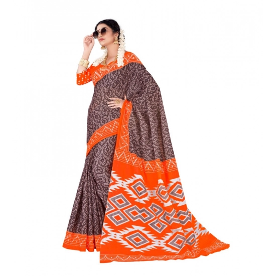 Generic Women's Soft Pure Cotton Printed Saree With Unstitched Blouse 5.5Mtr (Orange) Generic Women's Soft Pure Cotton Printed Saree With Unstitched Blouse 5.5Mtr (Orange)