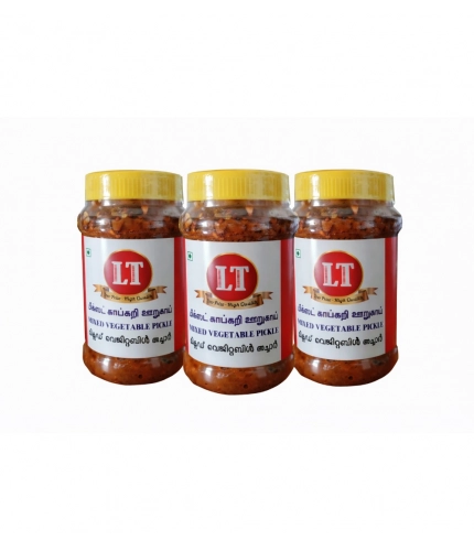Generic Pack of_3 300GM LT Mixed Veg Pickle Traditional Digestive Side Dish (Red)