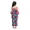 Generic Girl's Polyester Floral Cold Shoulder Jumpsuit (Pink) Generic Girl's Polyester Floral Cold Shoulder Jumpsuit (Pink)