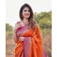 Generic Women's Soft Litchi Silk Jacquard Work Saree With Unstitched Blouse 5.5Mtr (Orange) Generic Women's Soft Litchi Silk Jacquard Work Saree With Unstitched Blouse 5.5Mtr (Orange)