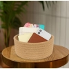 Generic Cotton 8x3 Inch Round 1 Pcs Bedside Organizer With Out Lid (Beige)