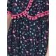 Generic Girl's Rayon Flamingo Print Sleeveless Dress (Black)