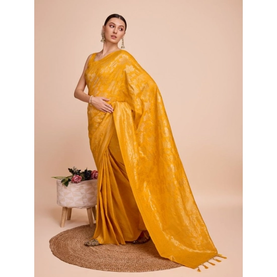 Generic Women's Soft Silk Jacquard Saree With Unstitched Blouse 5.5Mtr (Mustard)