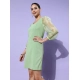 Generic Women's Organza And Polyester Lycra Solid Long Sleeves Dress (Green) Generic Women's Organza And Polyester Lycra Solid Long Sleeves Dress (Green)