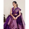 Generic Women's Jacquard Woven Saree With Unstitched Blouse 5.5Mtr (Purple)