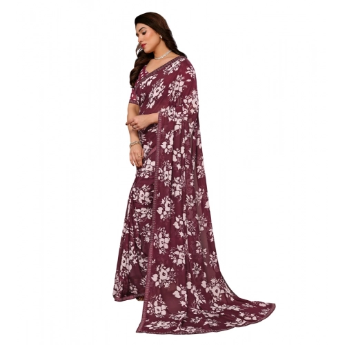 Women's Georgette Printed Saree With Unstitched Blouse 5.5Mtr (Brown) Women's Georgette Printed Saree With Unstitched Blouse 5.5Mtr (Brown)