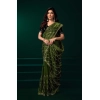 Generic Women's Net Sequence Saree With Unstitched Blouse 5.5Mtr (Light Green)