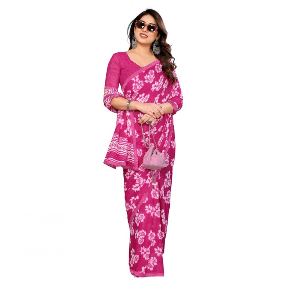 Generic Women's Georgette Printed Saree With Unstitched Blouse 5.5Mtr (Pink) Generic Women's Georgette Printed Saree With Unstitched Blouse 5.5Mtr (Pink)