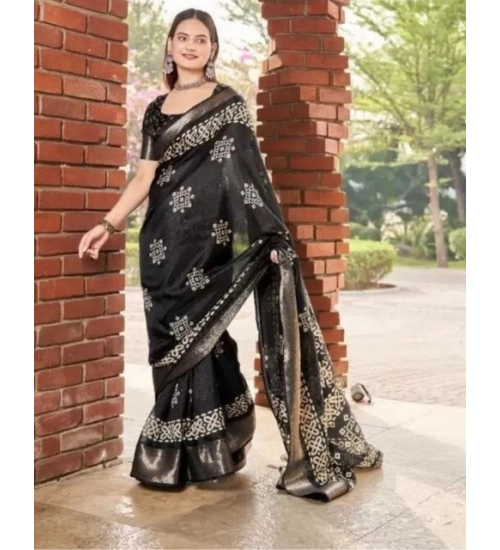Generic Women's Cotton Silk Printed Saree With Unstitched Blouse 5.5Mtr (Black) Generic Women's Cotton Silk Printed Saree With Unstitched Blouse 5.5Mtr (Black)