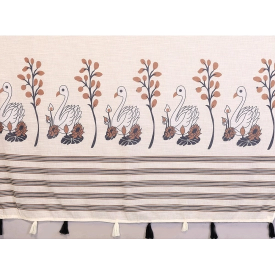 Generic Women's Linen Cotton Printed Saree With Unstitched Blouse 5.5Mtr (Off White) Generic Women's Linen Cotton Printed Saree With Unstitched Blouse 5.5Mtr (Off White)