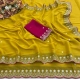 Generic Women's Star Georgette Embroidered Saree With Unstitched Blouse 5.5Mtr (Yellow)