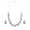 Generic Women's Brass Silver Plated Necklace set (Pink)