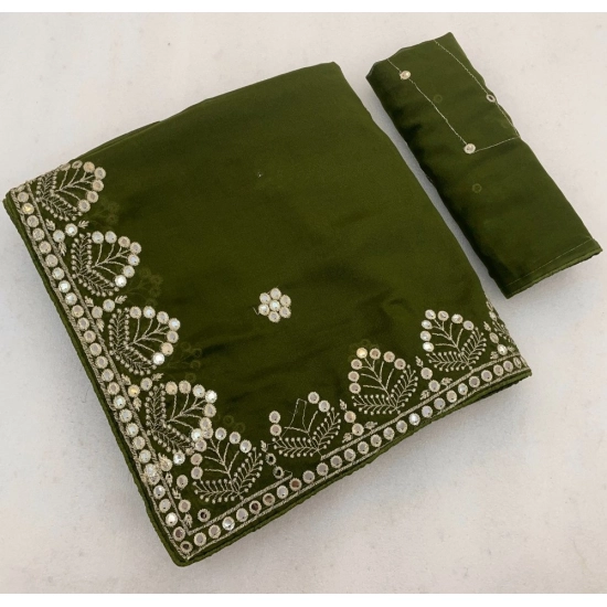 Generic Women's Georgette Embellished Saree With Unstitched Blouse 5.5Mtr (Green) Generic Women's Georgette Embellished Saree With Unstitched Blouse 5.5Mtr (Green)