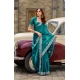 Generic Women's Faux Shimmer Geometric Ready to wear Saree With Unstitched Blouse 5.5Mtr (Teal) Generic Women's Faux Shimmer Geometric Ready to wear Saree With Unstitched Blouse 5.5Mtr (Teal)