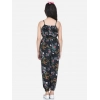 Generic Girl's Rayon Flamingo Print Sleeveless Jumpsuit (Black-Multicolor)