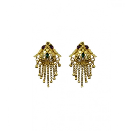 Generic Women's Pack of_2 Brass Gold-Plated Earrings (Gold)
