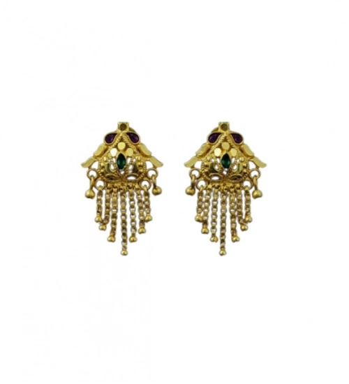 Generic Women's Pack of_2 Brass Gold-Plated Earrings (Gold)