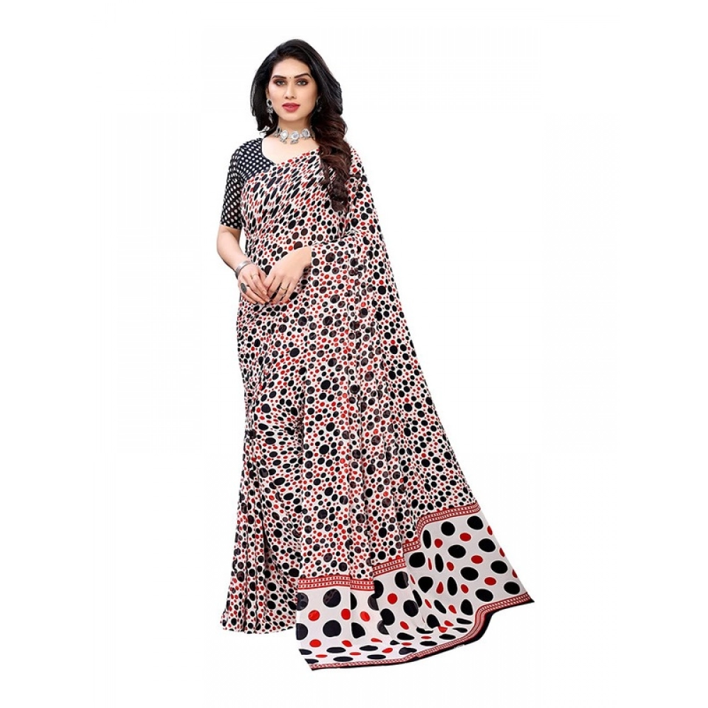 Generic Women's Georgette Printed Saree With Unstitched Blouse 5.5Mtr (Red) Generic Women's Georgette Printed Saree With Unstitched Blouse 5.5Mtr (Red)
