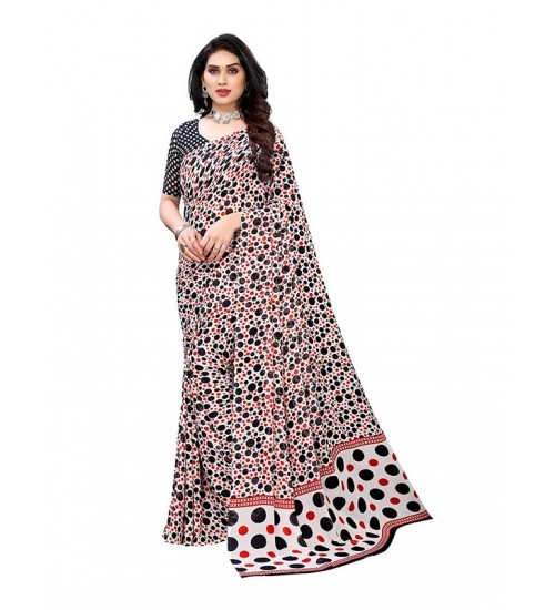 Generic Women's Georgette Printed Saree With Unstitched Blouse 5.5Mtr (Red)