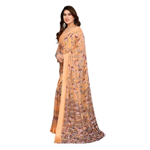 Women's Georgette Printed Saree With Unstitched Blouse 5.5Mtr (Orange) Women's Georgette Printed Saree With Unstitched Blouse 5.5Mtr (Orange)
