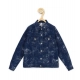 Generic Girl's Denim Washed Flutter Jacket with Crinkle (Blue)