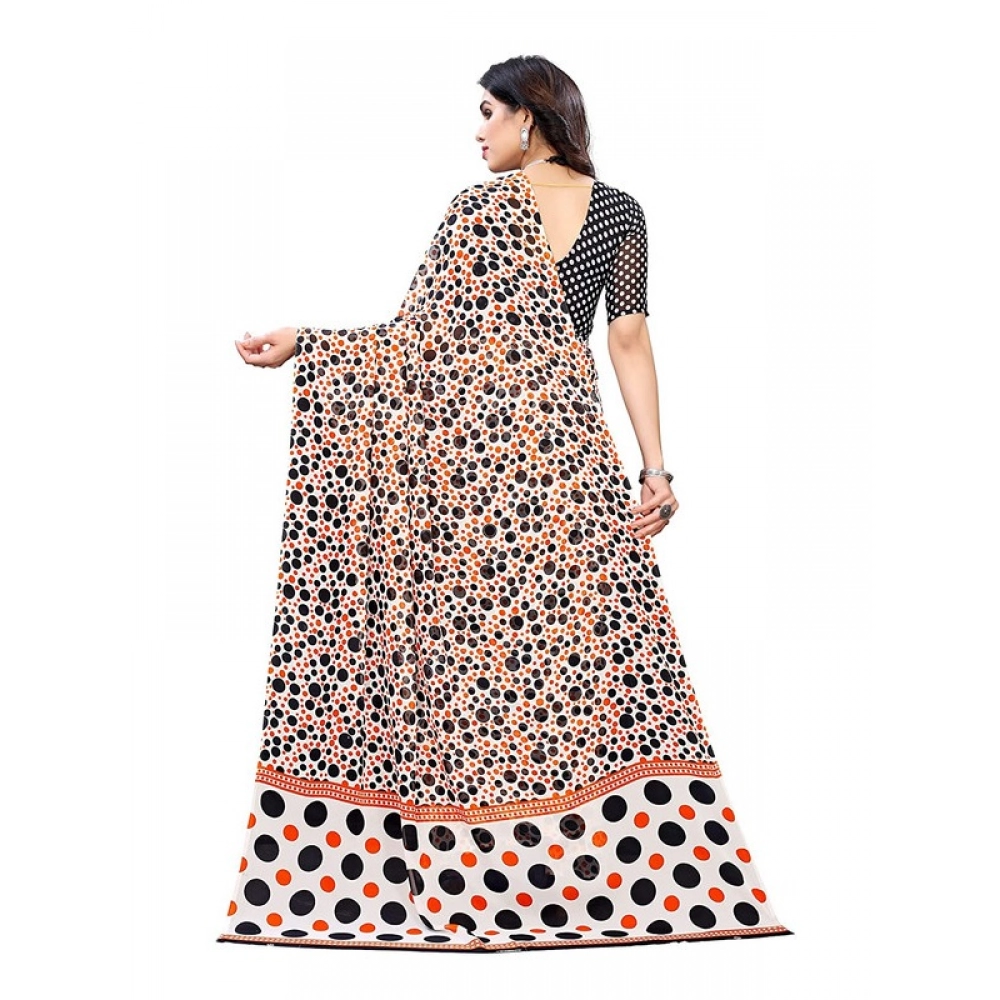 Generic Women's Georgette Printed Saree With Unstitched Blouse 5.5Mtr (Orange) Generic Women's Georgette Printed Saree With Unstitched Blouse 5.5Mtr (Orange)
