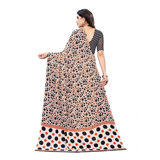 Generic Women's Georgette Printed Saree With Unstitched Blouse 5.5Mtr (Orange)