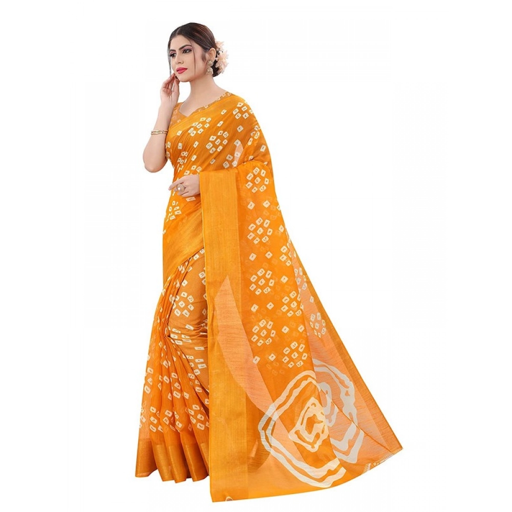 Generic Women's Cotton Silk Bandhni Saree With Unstitched Blouse 5.5Mtr (Yellow) Generic Women's Cotton Silk Bandhni Saree With Unstitched Blouse 5.5Mtr (Yellow)